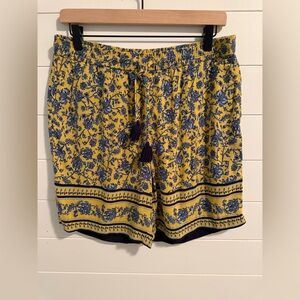 J. Jill Yellow Blue French Country Print Pull-on Shorts Size Medium